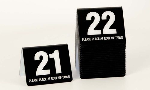 Break Resistant Table Number Tents 21-40, Black w/white number, Free shipping