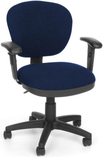Medical office task chair in blue fabric w/arms - clinic &amp; hospital office chair for sale