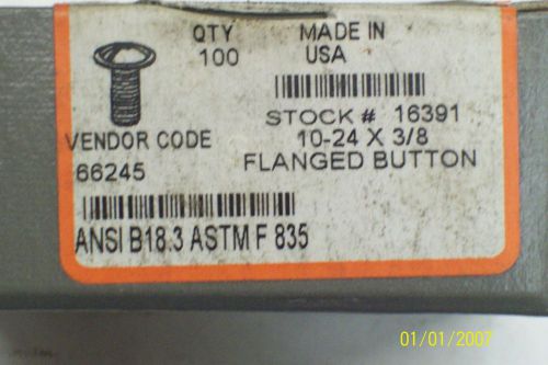 Box of 100 10-24 x 3/8&#034; button head hex socket screw black oxide alloy steel for sale