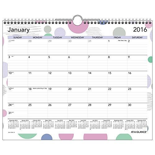 At-A-Glance Bubbles Wall Calendar 2016, Wire Bound, 15 x 12 Inches Page Size