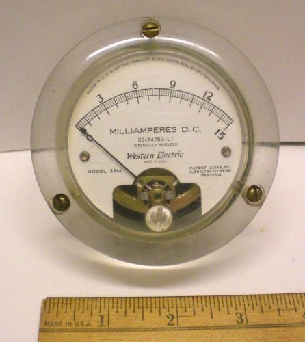 DC Milliamp Meter, 0-15 MA, Triplett 3 1/2&#034; Used, Made in USA