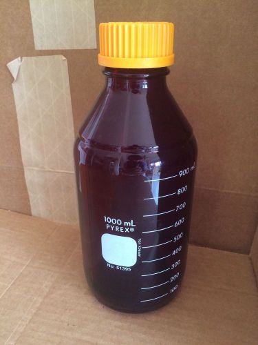 Corning Pyrex Amber Glass 1000mL 1L Graduated Media Storage Bottle GL45 51395