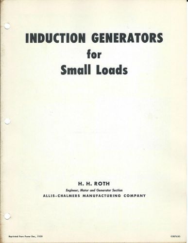 Technical Paper - Allis-Chalmers - Induction Generators Small Loads (E3141)