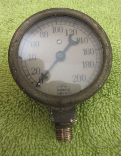 Vtg 1940’s steampunk us pressure 0-200psi pressure gauge free s&amp;h! no reserve! for sale