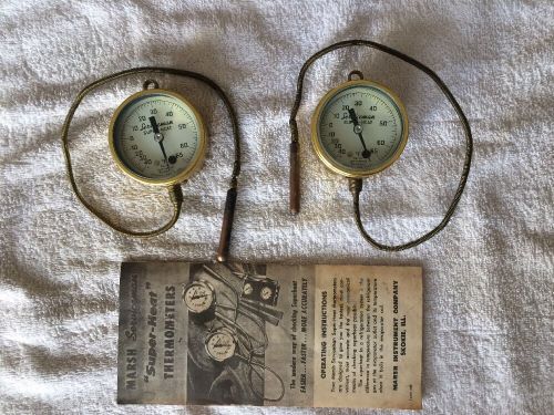 Vintage Serviceman Brass Thermometer Set Marsh Instrument Co. Steampunk Rat rod