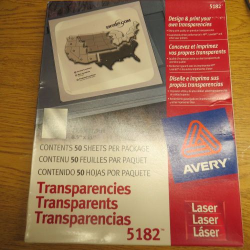 Avery #5182 Laser Transparencies 8.5&#034; x 11&#034; 50 Sheets