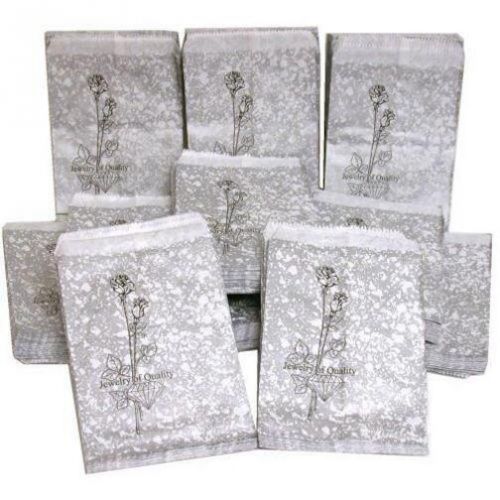 1000 Paper Gift Bags Silver Rose 5&#034; x 7&#034; Jewelry Bag