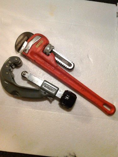 Ridgid 205 cutter &amp; 14 ridgid pipe wrench for sale