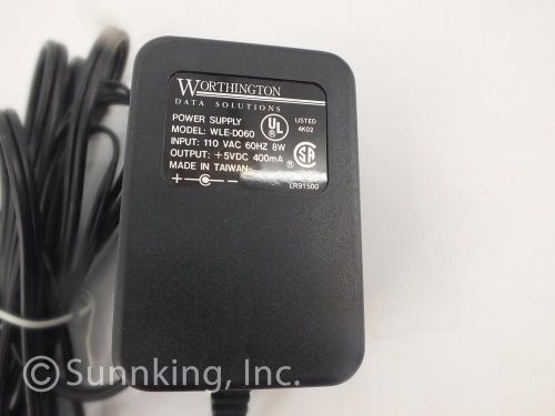 AC Adapter WORTHINGTON Data Solutions Model WLE-D060 OUTPUT +5VDC 400mA