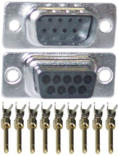 D-Sub Male/Plug DE/DB9pin cable/wire/cord Crimp/Crimping End/Connector$SHd{+PINS