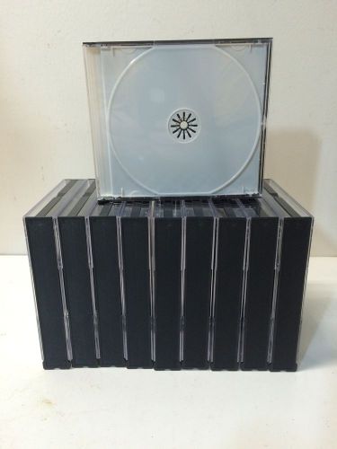 10 Black 3 Disc Jewel Cases With White Insert Trays For CD DVD