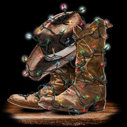 Christmas Cowboy Boots HEAT PRESS TRANSFER for T Shirt Sweatshirt Fabric 115e