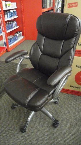 Brand new staples osgood 22298 brown bonded leather high-back office chair for sale