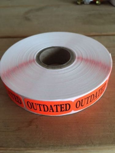 1.25&#034; x .625&#034; OUTDATED MERCHANDISE LABELS 1000 PER ROLL FL RED BLACK STICKER