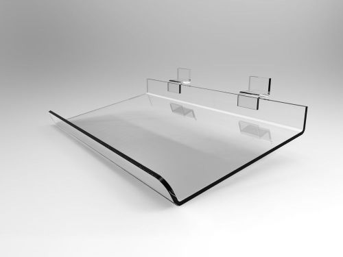 Clear acrylic plexiglass angled slatwall transparaent shelf display 11709-12c for sale