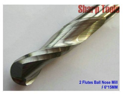 5pcs 6*15mm ball nose carbide endmill double flute relief cnc router bits for sale