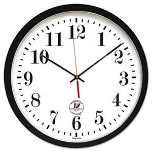 Atomic Slimline Contemporary Clock, 16-1/2&#034;, Black, Sold as 1 Each