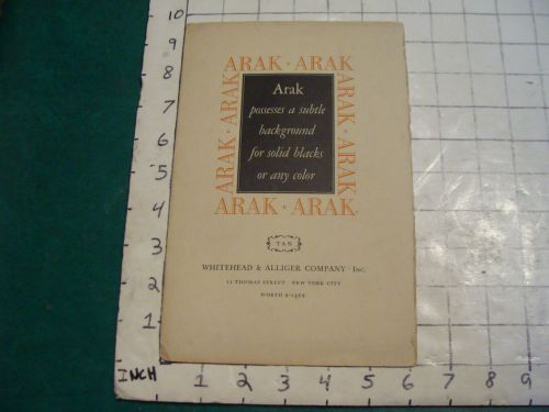 Vintage ORIGINAL book:  ARAK tan WHITEHEAD &amp; ALLIGER CO. SAMPLE BOOKLET 1920&#039;S