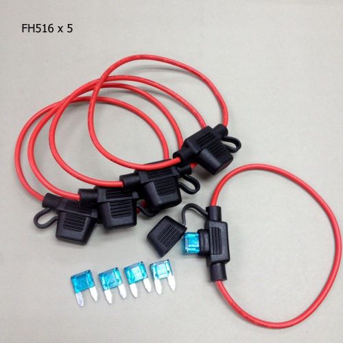 5x fh516  car audio wire inline ga 16 awg mini blade fuse holder + 15a fuse #ca1 for sale