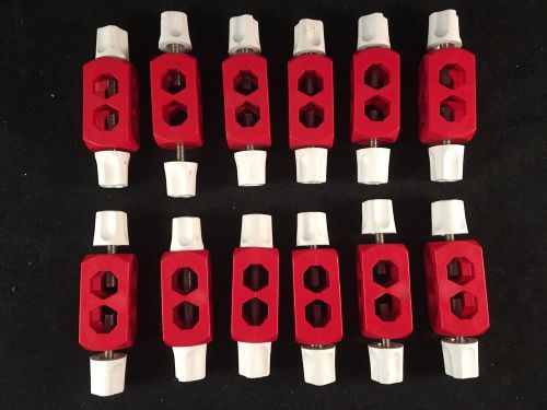 Lot of 12 Red &amp; White Plastic Lab Stand Connectors