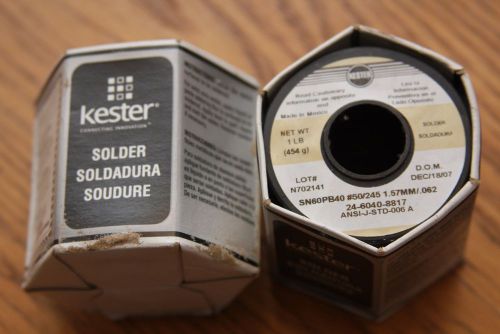 Two One Pound Spools Kester Solder  SN60PB40  #50/245 1.57mm/.062