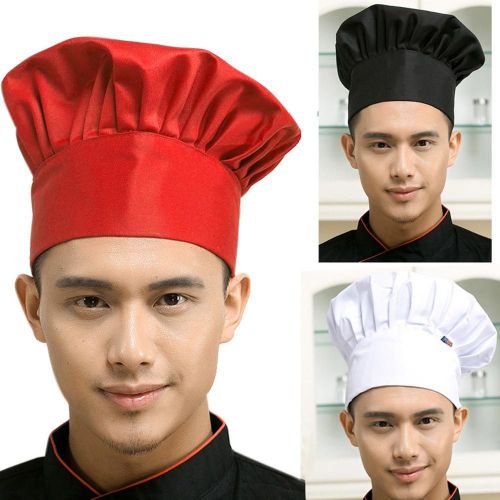 New Unisex Durable Pleated Round Cotton Chef Hat  With Elastic Band Design New