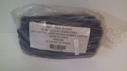 Lot of (12) new old stock! cotton liner nitrile rubber coated gloves rn67368 for sale