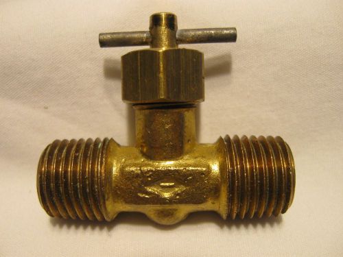 Vtg brass imperial 1/2&#034; od needle gas shut off valve-hit miss-nos for sale