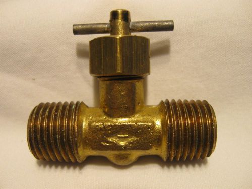 Vtg Brass Imperial 1/2&#034; OD Needle Gas Shut Off Valve-Hit Miss-NOS