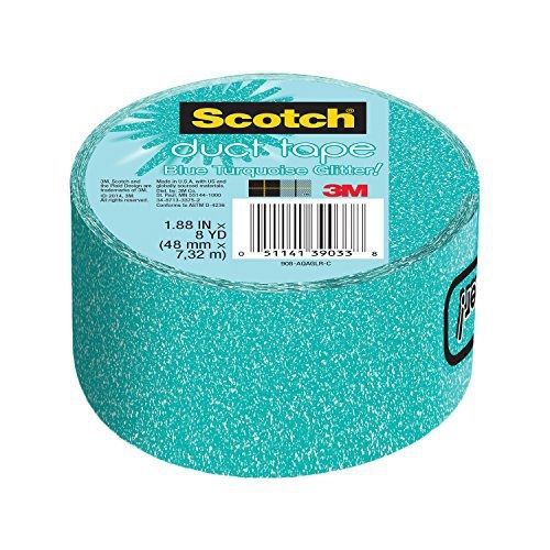 Scotch Duct Tape, Blue Turquoise Glitter, 1.88-Inch x 8-Yard