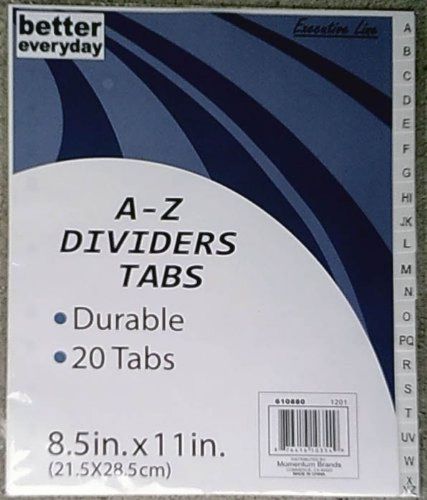 20 Alphabet Binder Dividers - A Thru Z Momentum Brands