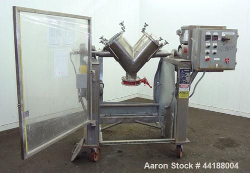 Used- gemco twin shell blender, 0.95 to 1.05 cubic feet working capacity, 316 st for sale