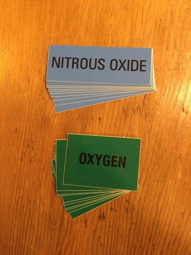 Oxygen And Nitrous Oxide Stickers, Medical Gas Labels 10 Each