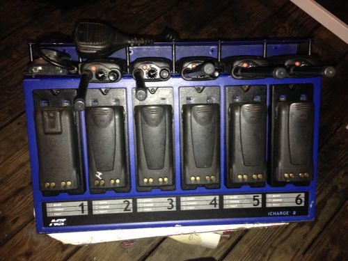 Pro / er act icharge8 i80 6-bay conditioner/charger, 5 motorola ht750 radios lot for sale
