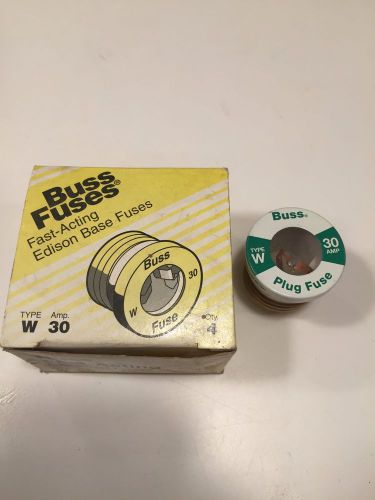 NEW BOX OF 4  BUSS FUSETRON W-30 W30 30A HOUSEHOLD SCREW PLUG FUSES