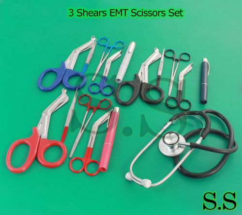 3 set colormed holster ems emt diagnostic surgical inst for sale