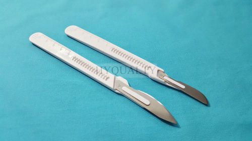 2 ASSORTED DISPOSABLE STERILE SURGICAL SCALPELS #24 #10 PLASTIC GRADUATED HANDLE
