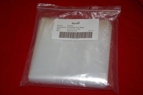Bauxko 6 x 4 x 12 gusseted poly bags 2 mil clear 25 pack (xpb1557-25) for sale