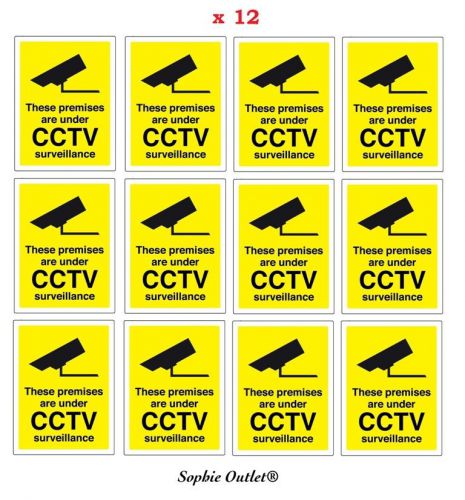 12 CCTV In Operation Warning Stickers Security Camera Safety Adhesive Signs Pack