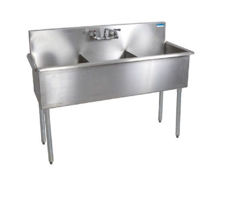 Budget Sinks Stainless Steel, 3 Sinks Commercial, Restaurant  BBK8BS-3-1221-12