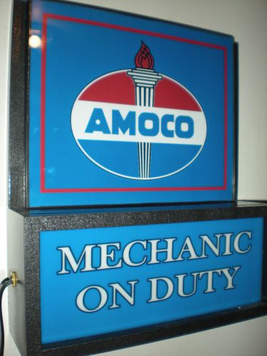 *** Amoco Gas Oil Service Station Mechanic Garage Man Cave Lighted Sign