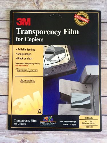 3M Transparency Film for Copiers PP2500 20 Sheets 8.5&#034; x 11&#034; NEW Open Box