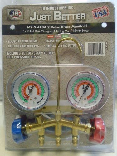 New just better m2-5-410a 2-valve brass manifold w/ hoses for sale