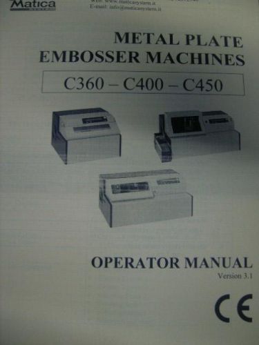 Matica C360 C400 C450   user programming  manual