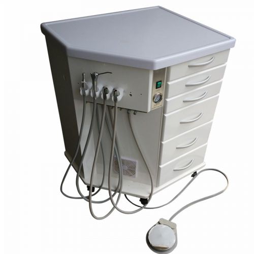 Dental Mobile Delivery Unit System+Air Compressor+3-Way Syringe+Cabinet+Drawers
