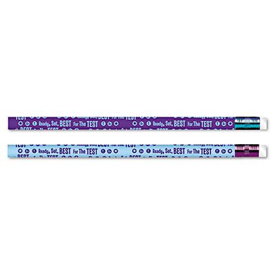 Decorated Pencil, Ready, Set, Best for the Test, Blue/Purple, Dozen, 1 Dozen