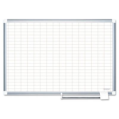 Platinum Plus Dry Erase Planning Board, 1x2&#034; Grid, 36x24, Silver Frame, 1 Each