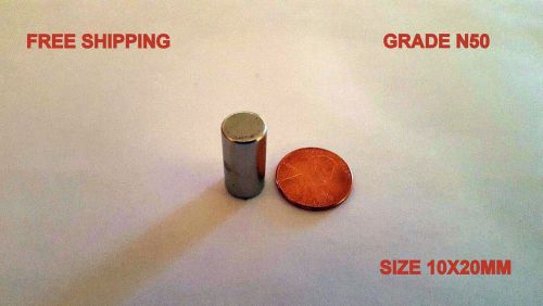 5pcs. N50 Nickel Plated 10x20mm 3/8&#034;x3/4&#034; Neodymium Magnets