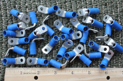 Lot of 30 T&amp;B Insulated Vinyl Ring copper lug wire 6 AWG #10 Stud Blue 90 degree