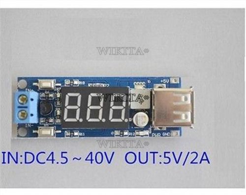 dc buck converter regulator 4.5-40v 12v to 5v/2a usb charger voltmeter display
